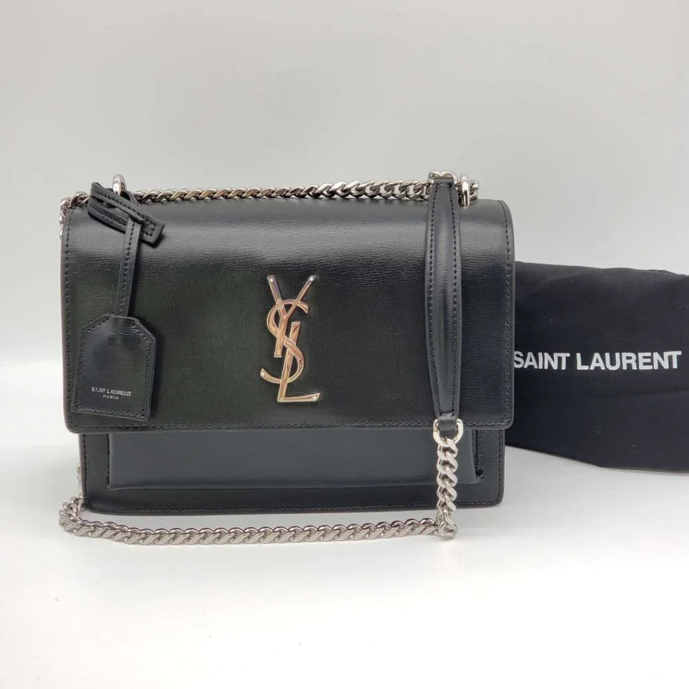 100% Authentic YSL Yves Saint Laurent Sunset Medium Leather Shoulder Bag - Picture 2 of 16